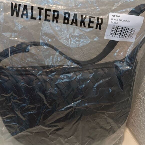 Walter Baker Blake Woven Leather Crescent Shoulder Bag Contemporary Trendy Chic - Picture 14 of 15
